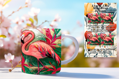 Floral 11oz Mug Wrap Png Template , Flamingo Product Image 1