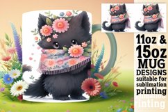 Blossom Bliss Cat Watercolor Mug Wrap - Vibrant Spring Product Image 1