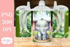Cute elefant sippy cup sublimation PNG, Kids 12oz tumbler Product Image 3