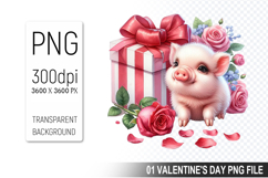 Valentine&#039;s Cute Pig Clipart PNG, Pig Graphic For Crafts Product Image 1
