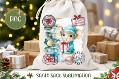 Watercolor Christmas Mouse Santa Sack Sublimation Product Image 1