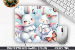 Bunny Mouse Pad Sublimation, Easter Bunny Mouse Pad PNG Product Image 1