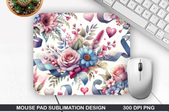 Rose Flower Mouse Pad, Valentine Mouse Pad PNG Design Product Image 1