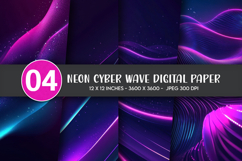 Neon Cyber Wave Digital Paper Product Image 1