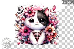 Cat With Flowers Sublimation - Clipart PNG Design Product Image 1
