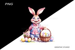 Pink Easter Bunny Clipart, Easter Egg Clipart, Rabbit PNG Product Image 1