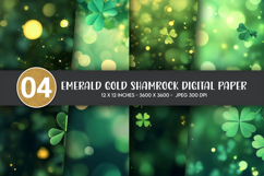 Emerald Gold Shamrock Digital Paper Product Image 1