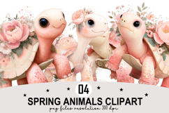 Spring Animals Clipart Watercolor Clipart png Product Image 1