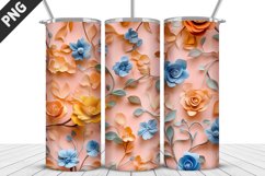 3D Flowers Tumbler Wrap | Sublimation Design | Tumble PNG Product Image 5