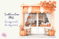 Cafe Entrance PNG Halloween Ghost Cafe Clipart Sublimation Product Image 1