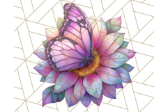 Stained Glass Butterfly and Sunflower PNG Clipart Product Image 4