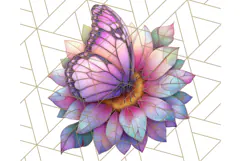 Stained Glass Butterfly and Sunflower PNG Clipart Product Image 4