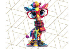 Funky Safari Animals PNG Clipart With Rainbow Hair, Cute Png Product Image 4