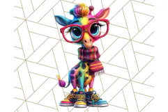 Funky Safari Animals PNG Clipart With Rainbow Hair, Cute Png Product Image 4