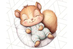 Sleeping Baby Animals PNG, Cozy Pajama Bedtime Clipart Png Product Image 4