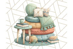 Whimsical Library Clipart with Cozy Readers and Books Product Image 4