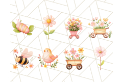 Pastel Watercolor Spring Clipart Bundle, Flowers, Bikes Png Product Image 2