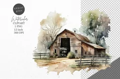 Farm clipart, Barn clipart, Watercolor clipart Product Image 1