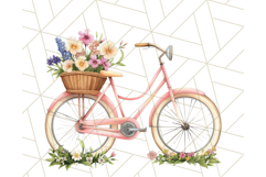 Bicycle with Flowers PNG, Pastel Spring Floral Bike Clipart Product Image 4