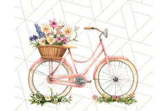 Bicycle with Flowers PNG, Pastel Spring Floral Bike Clipart Product Image 4