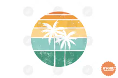 Vintage Ocean Sunset Background PNG Summer Palms Sublimation Product Image 1