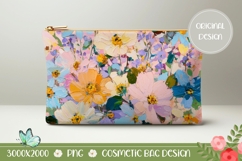 Floral Cosmetic Bag Print, Pastel Flowers Cosmetic Bag Product Image 1