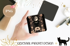 Celestial Moon Magnet PNG, Flowers Magnet, Moon PNG Product Image 1