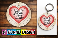 Whimsical Round Keychain Sublimation PNG, Heart Quote Product Image 1
