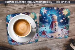Snowman Coaster Sublimation, Christmas Coaster PNG Design Product Image 1