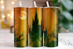 Halloween Haunted House Tumbler Wrap | Sublimation | Tumbler Product Image 1