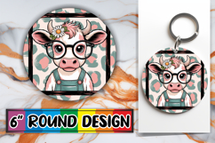 Radiant Keychain Circle Style, Cute Cow Product Image 1