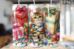 Christmas Cat Tumbler Wrap - Christmas Tumbler PNG Design Product Image 1