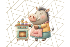 Cozy Safari Baking Animals PNG, Cute Jungle Kitchen Art Product Image 4