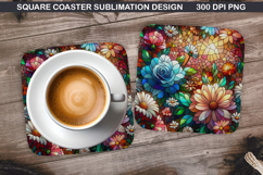 Flowers Coaster Sublimation, Spring Coaster PNG Design Product Image 1