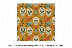 Halloween Skull Pattern Png | Sublimation | Digital Paper Product Image 1