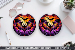 Haunted Bats Car Coaster Sublimation| Halloween Coaster PNG Product Image 1