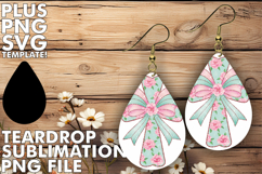 VIBRANT Teardrop Earrings Design PNG, Flower Cross Product Image 1
