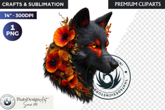 Floral Wolf Fantasy clipart, Botanical Wildlife Graphics PNG Product Image 1