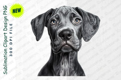 Adorable Gray Great Dane Portrait Clipart Png Product Image 1