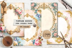4 Rococo Stained Glass Border Page Pastel Ornate Frame Product Image 1