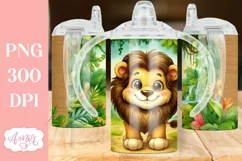 Cute lion sippy cup sublimation PNG, Kids 12oz tumbler PNG Product Image 3