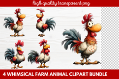 4 Whimsical Farm Animal Clipart | Cute Farm Animals PNG Set Product Image 1