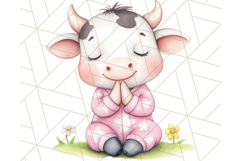 Praying Baby Animals in Pajamas Clipart, Sleepy Animal Png Product Image 4
