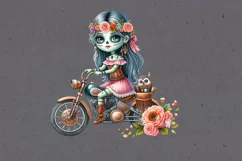 Watercolor Halloween Zombie Doll. PNG sublimation Product Image 4