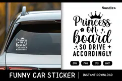 Funny Car Sticker Saying | Vehicle Decal - Princess On Board Product Image 1