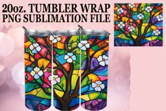 20oz Wrap Colorful Stained Glass Tree Tumbler Sublimation Product Image 1