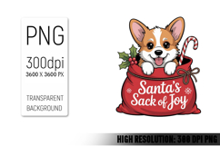 Cute Christmas Dog, Animal Sublimation Clipart PNG Product Image 1
