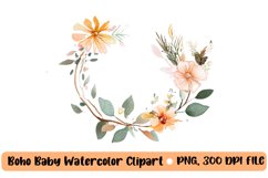 Boho baby watercolor clipart, nursery animal clipart Product Image 1