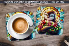 Penguin Coaster Sublimation, Valentine Coaster PNG Design Product Image 1