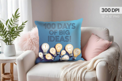 100 days of school Pillow Design, Teacher PNG Sublimation Product Image 1